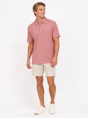 Jos. A. Bank Polo Shirt Size L Orange Red Blue Striped Tailored Fit NWT
